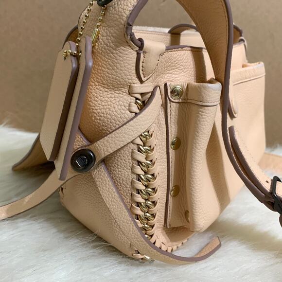 COACH DAKOTAH Apricot Leather Small Whipstitched Flap Saddle Crossbody 34397 - Picture 4 of 15